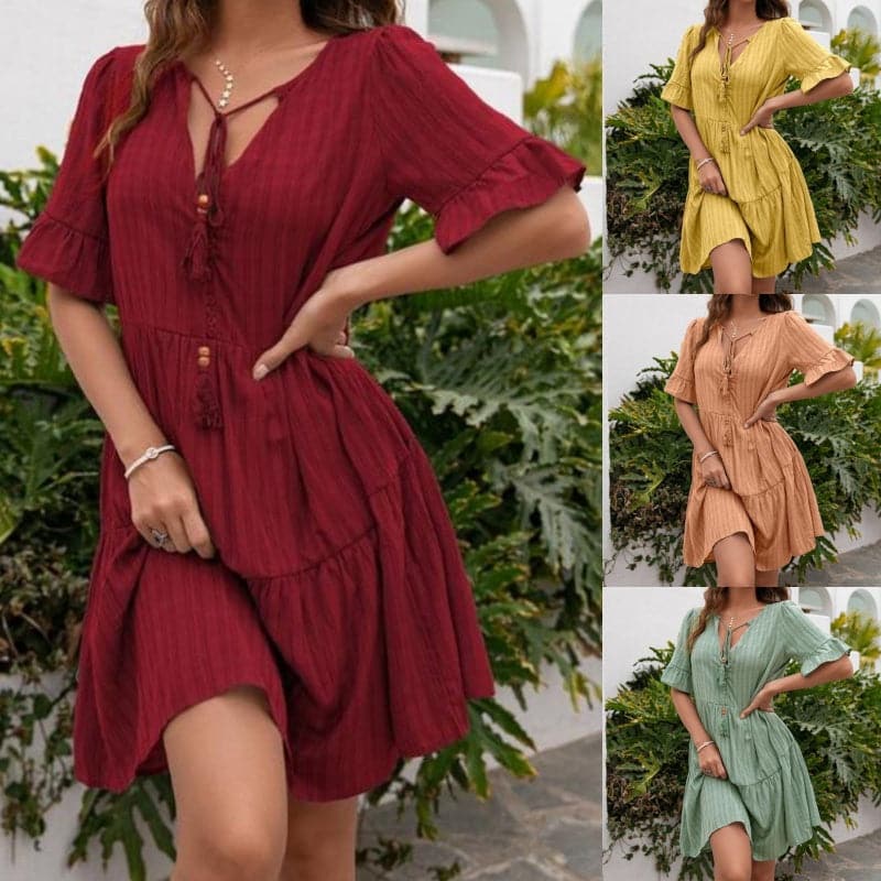 Britney – Luftiges, lockeres Sommerkleid mit kurzen Ärmeln