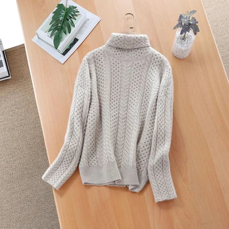 Exquisiter, plüschiger, handgestrickter Kaschmirpullover für Damen