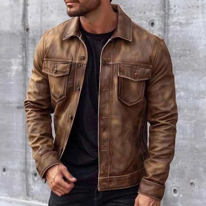 Robuste Vintage-Lederjacke – zeitlos und strapazierfähig für Herren