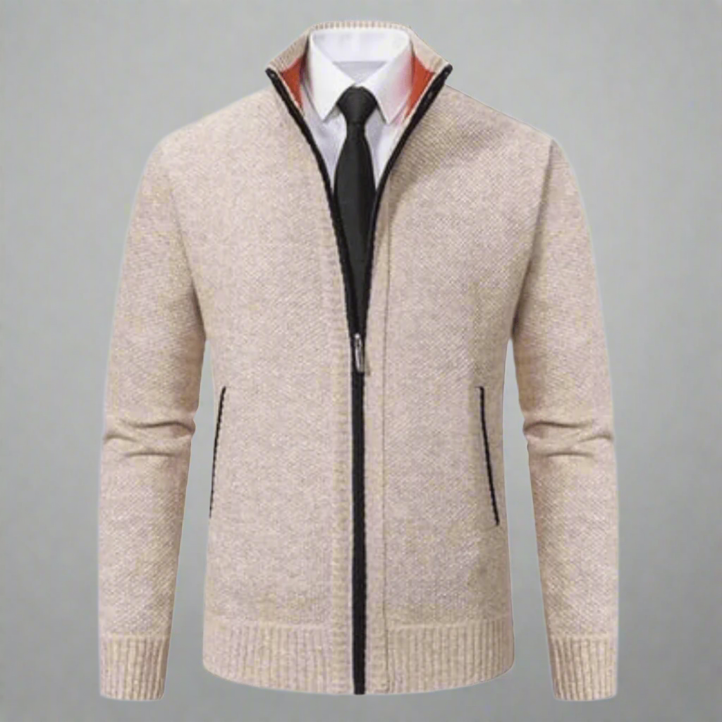 Elegante Herrenstrickjacke mit Reißverschluss und moderner Ausstrahlung