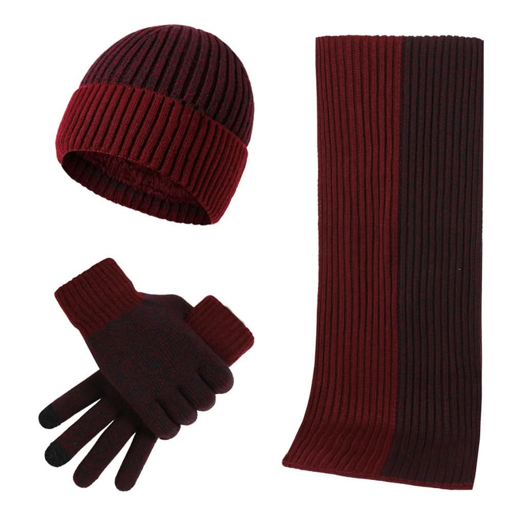 Gemütliches Ensemble aus Strickmütze und Schal für winterliche Erkundungen