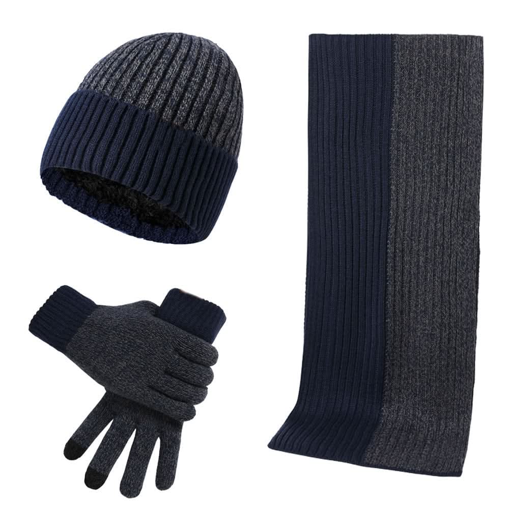 Gemütliches Ensemble aus Strickmütze und Schal für winterliche Erkundungen