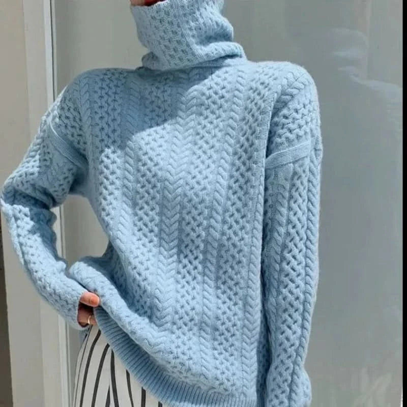 Exquisiter, plüschiger, handgestrickter Kaschmirpullover für Damen