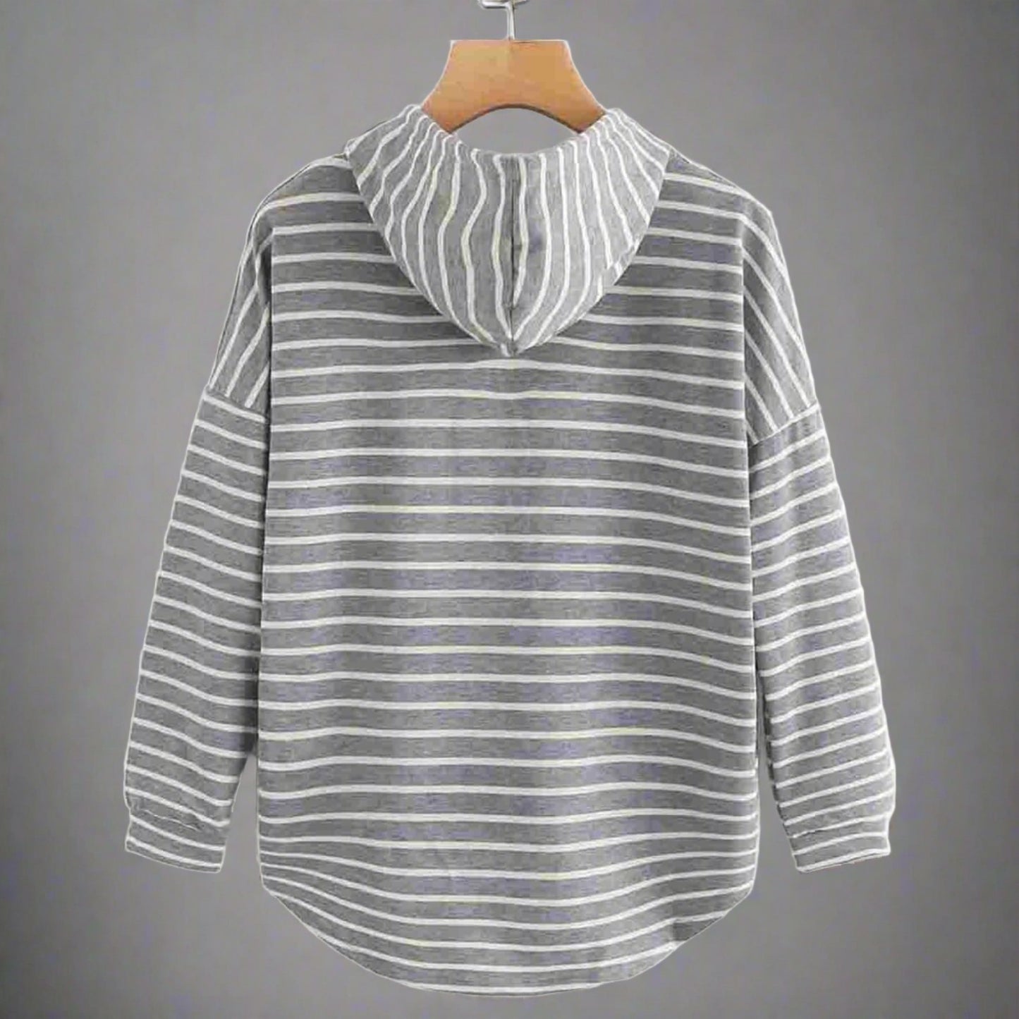 Mona - Gestreifter Baumwollpullover mit Kapuze