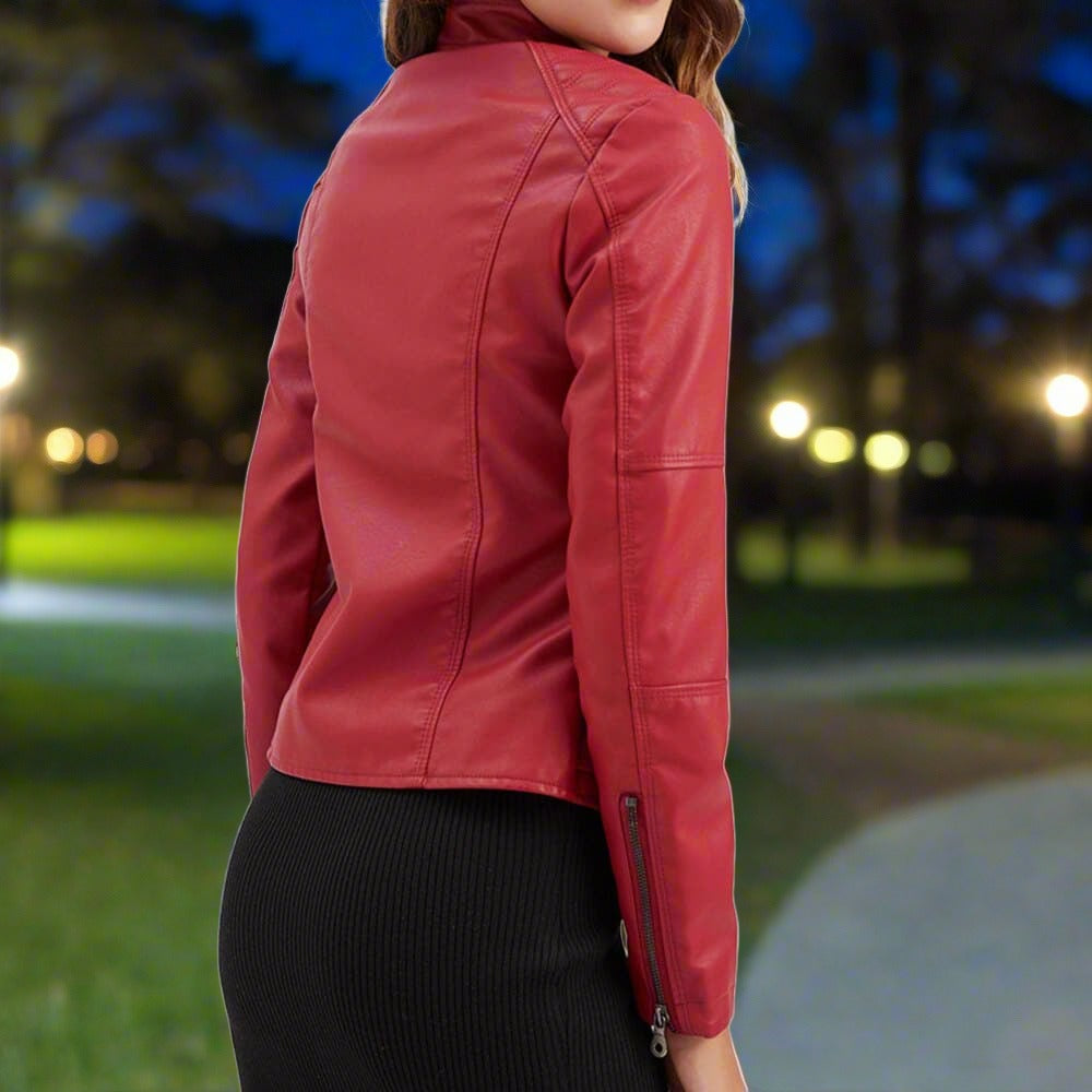 Mila - Stilvolle Lederjacke in herbstlichen Farben mit Reißverschlusstaschen