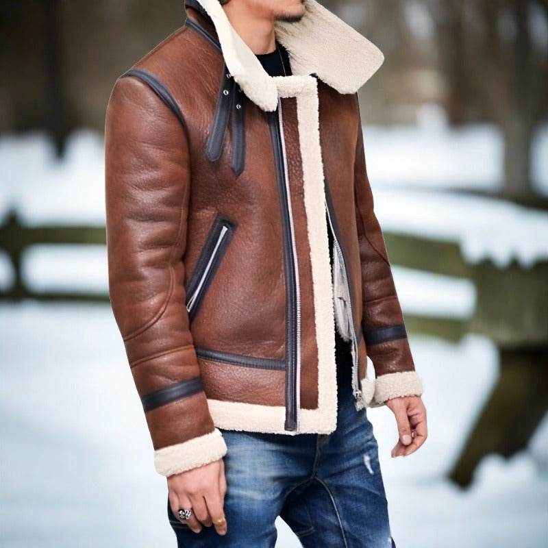 Bent - Dicke, gefütterte Lederjacke für den Winter