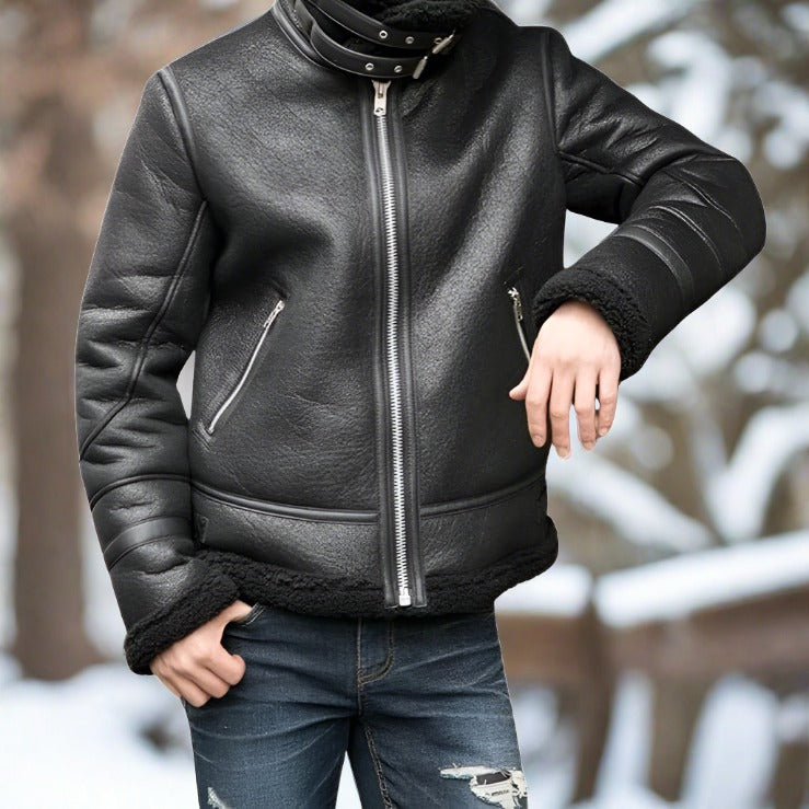 Bent - Dicke, gefütterte Lederjacke für den Winter