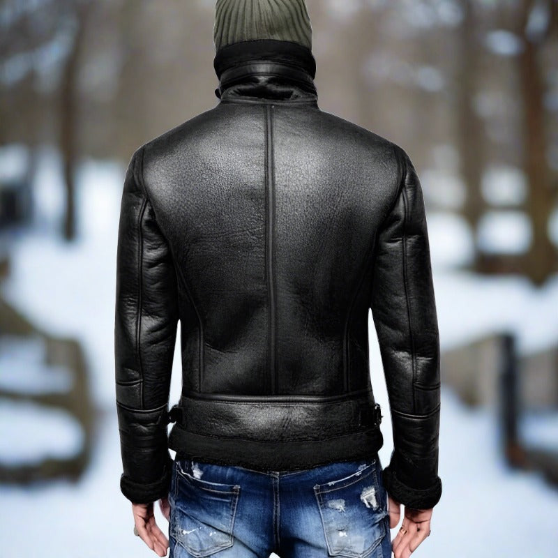 Bent - Dicke, gefütterte Lederjacke für den Winter