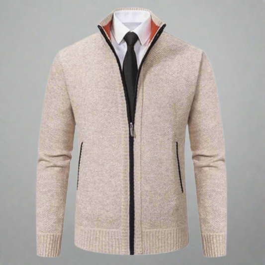 Elegante Herrenstrickjacke mit Reißverschluss und moderner Ausstrahlung