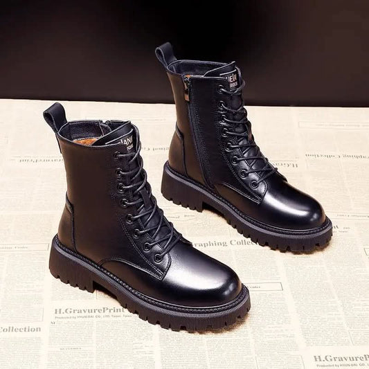 Bequeme, schicke und anpassungsfähige schwarze Lederstiefel für Damen
