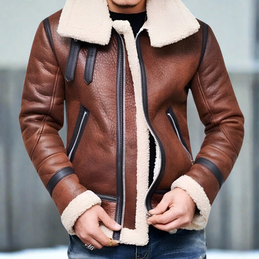Bent - Dicke, gefütterte Lederjacke für den Winter