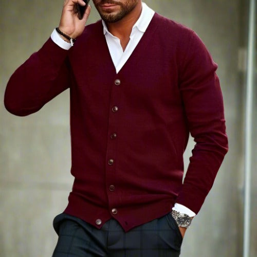Luis - Eleganter Baumwollcardigan mit Knopfleiste